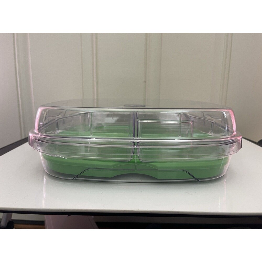 Pampered Chef Large Square Cool & Serve Green Tray w Carry Bag #2292 - Picture 9 of 13